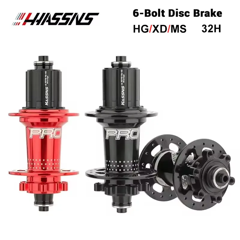 

HASSNS PRO7 32H J-образные спицы, велосипедная втулка 135x10 142x12 12x148 HG/XD/MS, 4 шт., герметичный подшипник для SHIMANO MTB, велосипедная часть