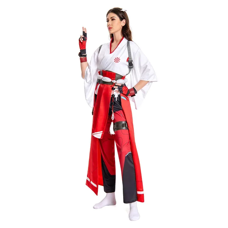 لعبة OW Kiriko أزياء تنكرية للنساء لعب الأدوار ملابس فانتازيا فستان بتصميم حالم ملابس للحفلات خوذة للإناث بدلة تنكرية ، 5؛