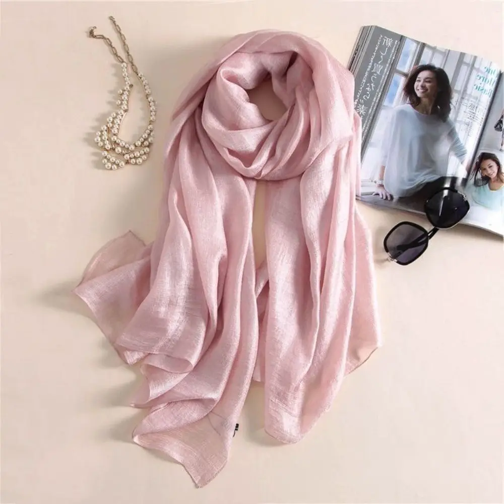 Neue Reine Farbe Frauen Plain Schal Kopf Wrap Leinen Weibliche Sonnencreme Schal Bandanas Foulard Plus Größe Hijab