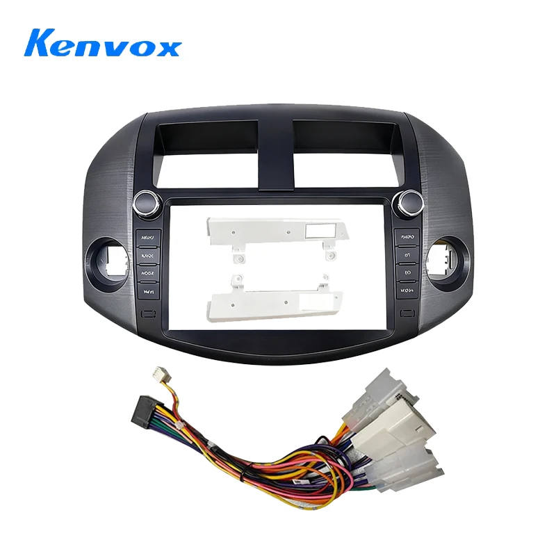 Android Car Radio Installation Fascia Frame For Toyota RAV4 2009-2012 2din stereo Panel Dash Mount Kit wire harness cable
