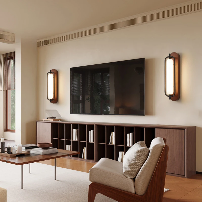 

Nordic Minimalist Designer Solid Wood Wall Lamp Luxury Bedside Corridor Light for Hotel Guest Room Bedroom
