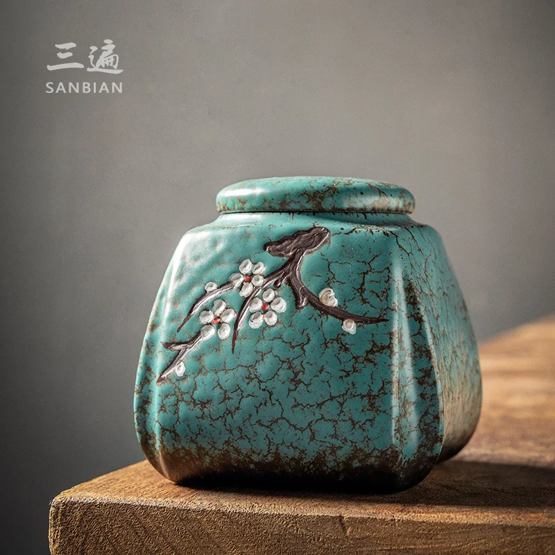 Creative Tea Jar Ceramic Large Wooden Stopper Awakening Handmade Sealed Pu Erh Japanese Kiln Transformed