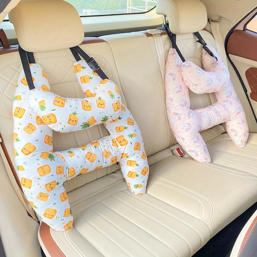 2-Pack Adorable Ultra-Soft Car Seat Pillows with Secure Belt – Ensures Peaceful Restful Naps on the Go – Enhanced Safety amagi