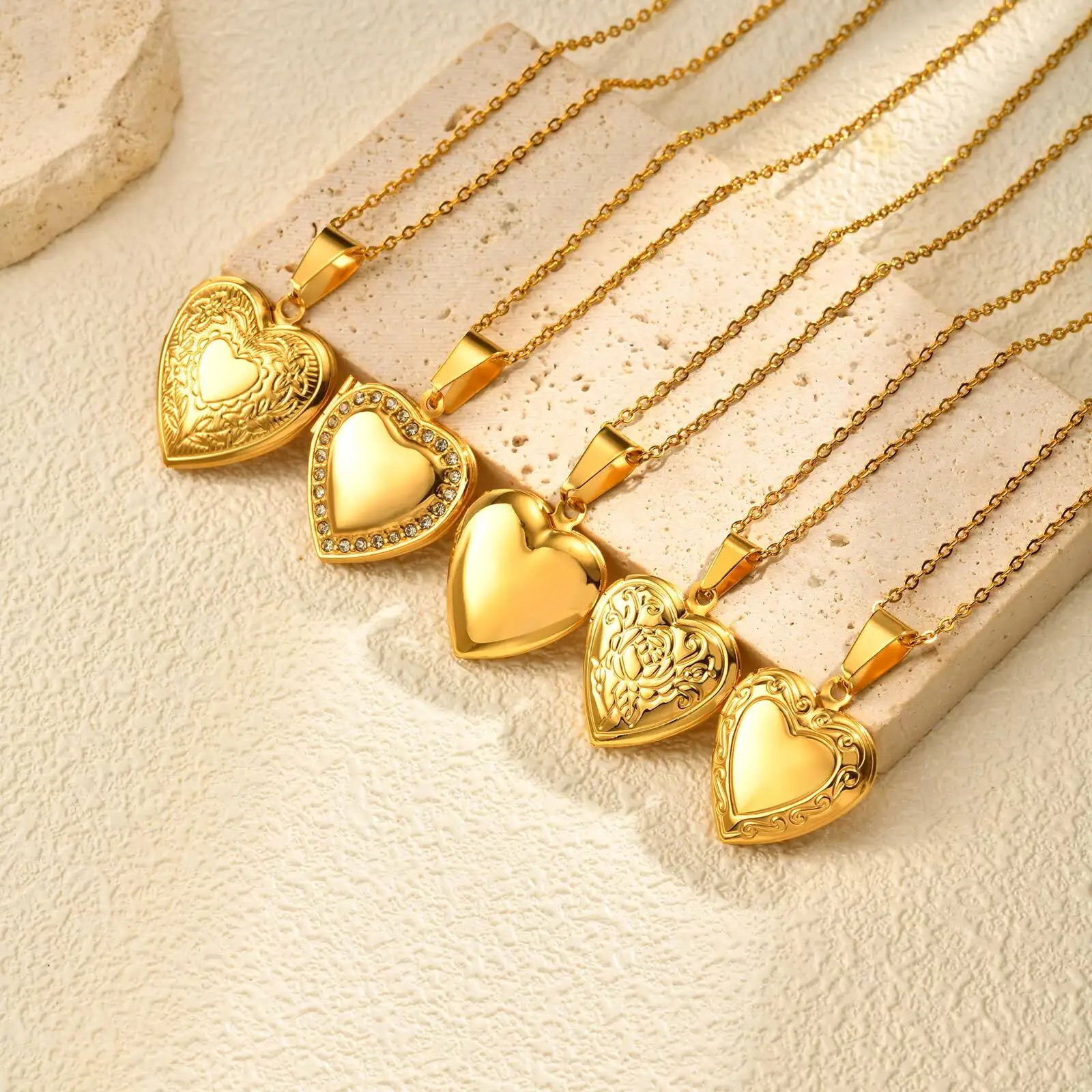 Vnox gratis aangepaste fotobeeld kettingen, roestvrij staal kan textuur hart medaillon openen, familie Memorial sieraden geschenken