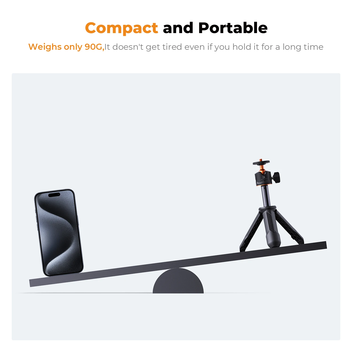 K&F Concept Selfie Stick Tripod 360 Degree Rotation Mini Phone Stand with Ball Head and Cold Shoe Mount for Smartphone Black - Image 5