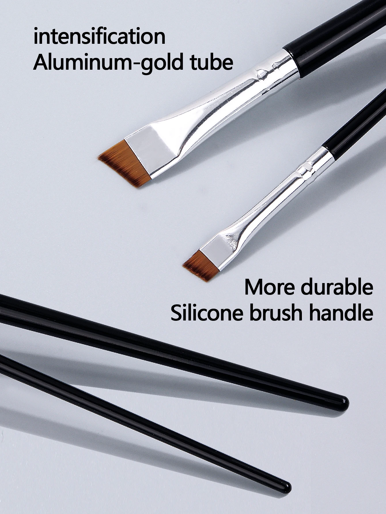 2本の超極細刃アイライナーブラシ、目と顔の細部まで、目の下のブラシ、眉毛ブラシ、ポータブルメイクブラシツール