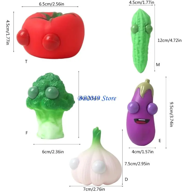 Q0KB Eye Poping Gemüse Stressbällchen Sensorische Squeeze Prise Toy für Kinder Erwachsene