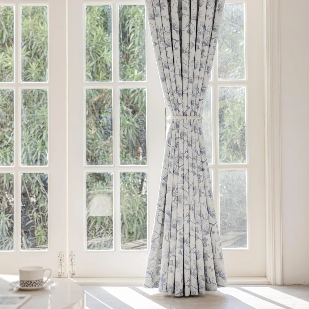 ستائر قطنية من الكتان المعتم عالي GSM مع طيات قرصة وشكل ذاكرة، مثالية لغرف المعيشة والضيوف، لوحتين من قماش الجاكار B