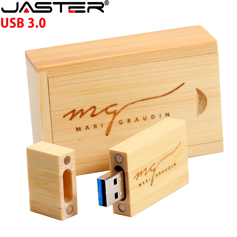 

JASTER USB 3.0 Wooden usb+packing BOX usb flash drive pendrive 8GB 16GB 32GB 64G customer Free LOGO for wedding Photography gift