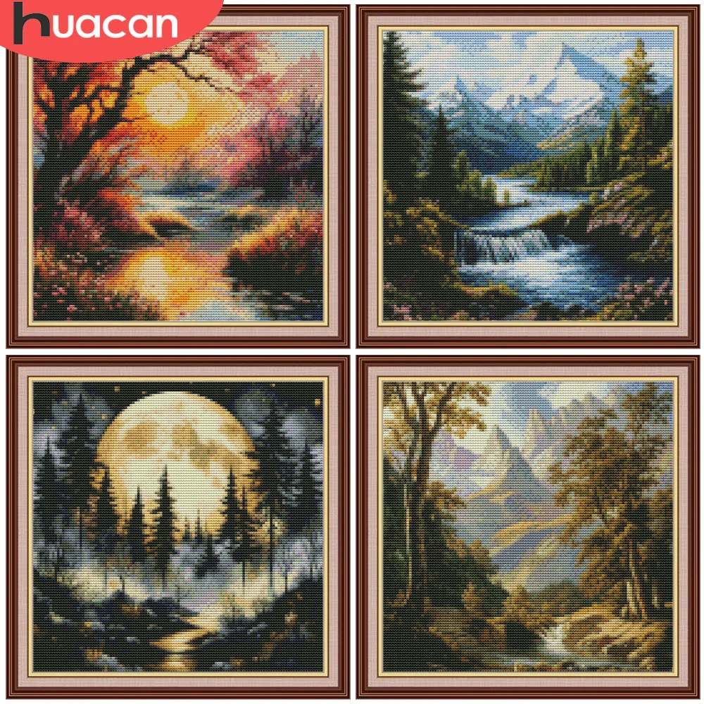 Embroidery Guide Paper - HUACAN 11CT Cross Package Boslandschap Borduurpakketten