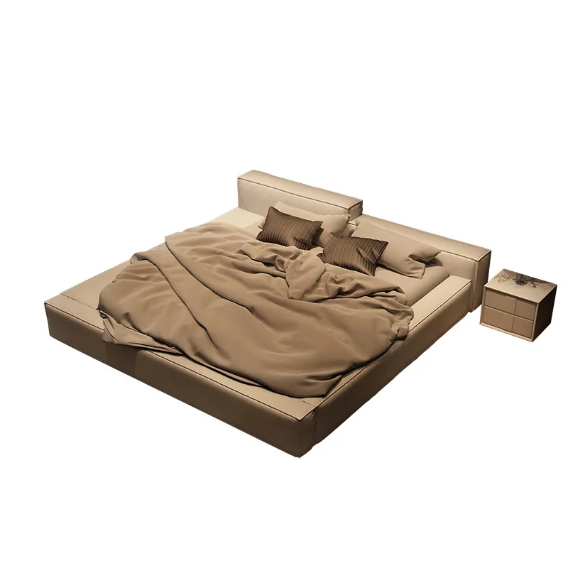 

Japanese style fabric bed, modern and simple, master bedroom tatami, floor to ceiling short bed