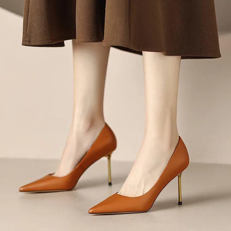 Chaussures Polyvalentes à Talons Aiguilles et Bout Jolie tu pour Femme, Chaussures de Luxe Légères, Modèle de Mode, Nouvelle Collection Printemps 2023, 4-17D