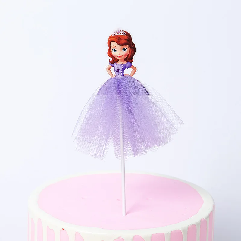 Disney Cake Topper Decoration Happy Birthday Party Snow White Cake Decor Frozen Elsa Birthday Supplies Ariel Sofia Princess Cake