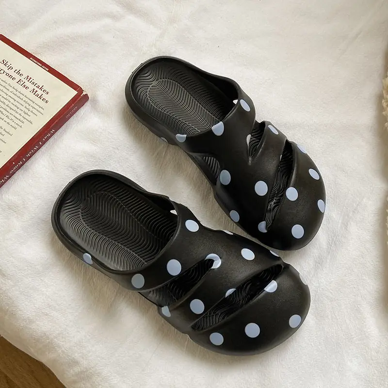 Women's Summer EVA Polka Dot Soft Sole Slippers Anti-slip Outdoor Quick-dry Water Slippers Travel Daily Seaside Commuter Sandals