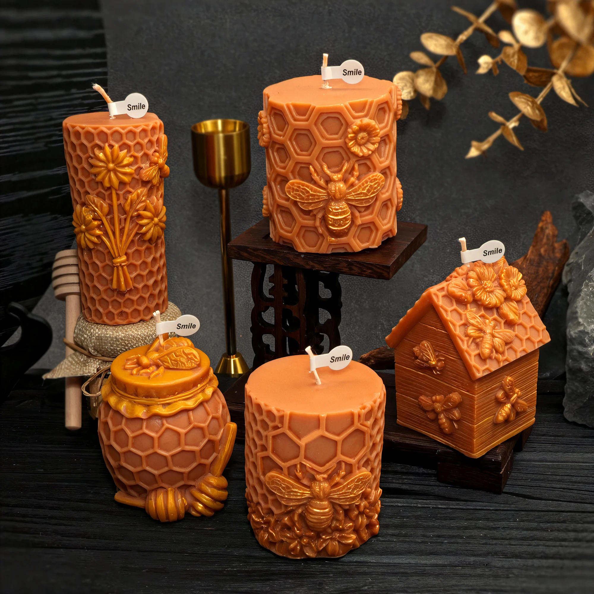 Soap Making Recipes - 3D ハニカム蜂キャンドルモールド蜂ハニカム花のデザイン付きワックス石鹸樹脂 DIY 手作りキャンドル作り装飾ギフト