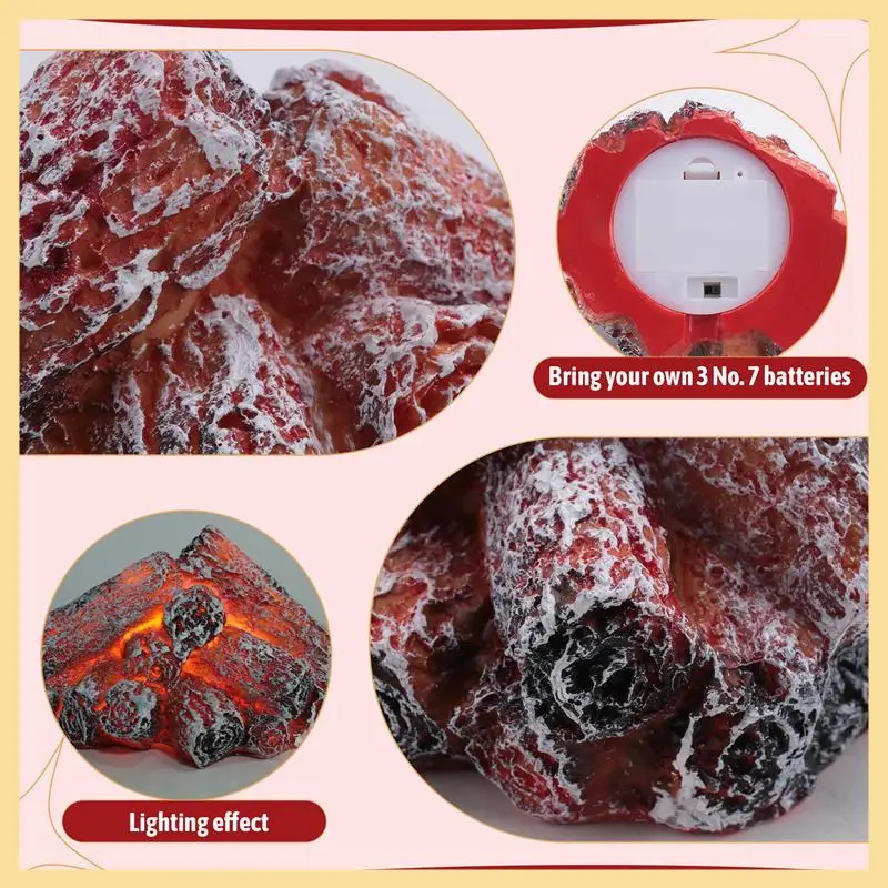 GOOD-LED Artificial Fire Flame Light, Flameless Fireplace Light LED Fireplace With Realistic Log Wood Burning Flame Durable Red