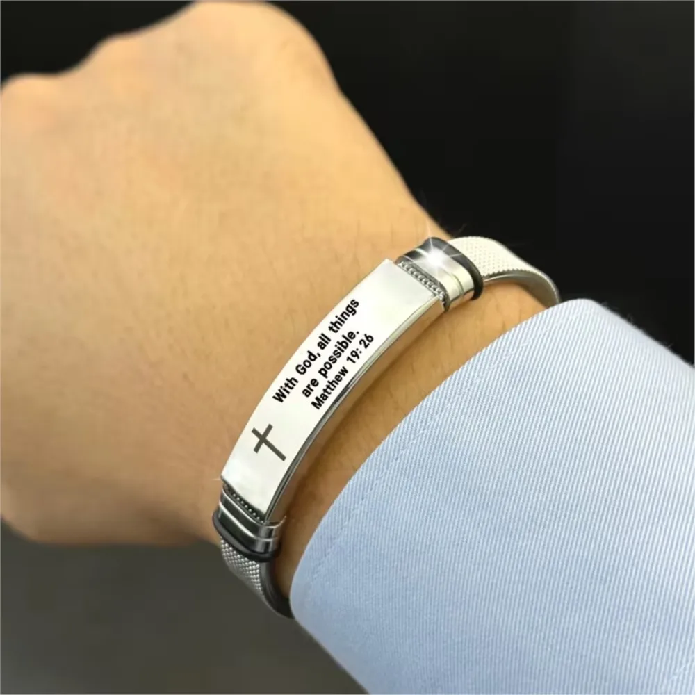 Bible Verse Christian Religious Cross Bracelet for Women Men Engraved Words Wristband Blacelet Party Jewelry Gifts