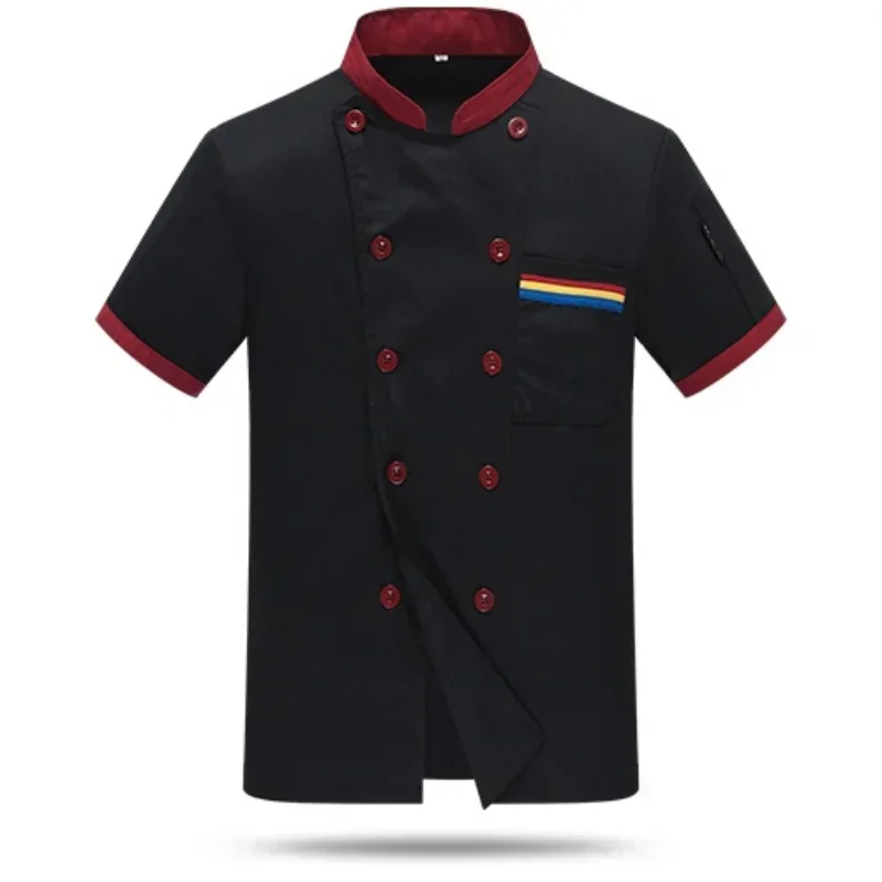 Jaqueta Chef Unisex para Homens e Mulheres, Camisa de Manga Curta, Uniforme Barista Baker, Roupas de Restaurante e Cozinha, Garçom