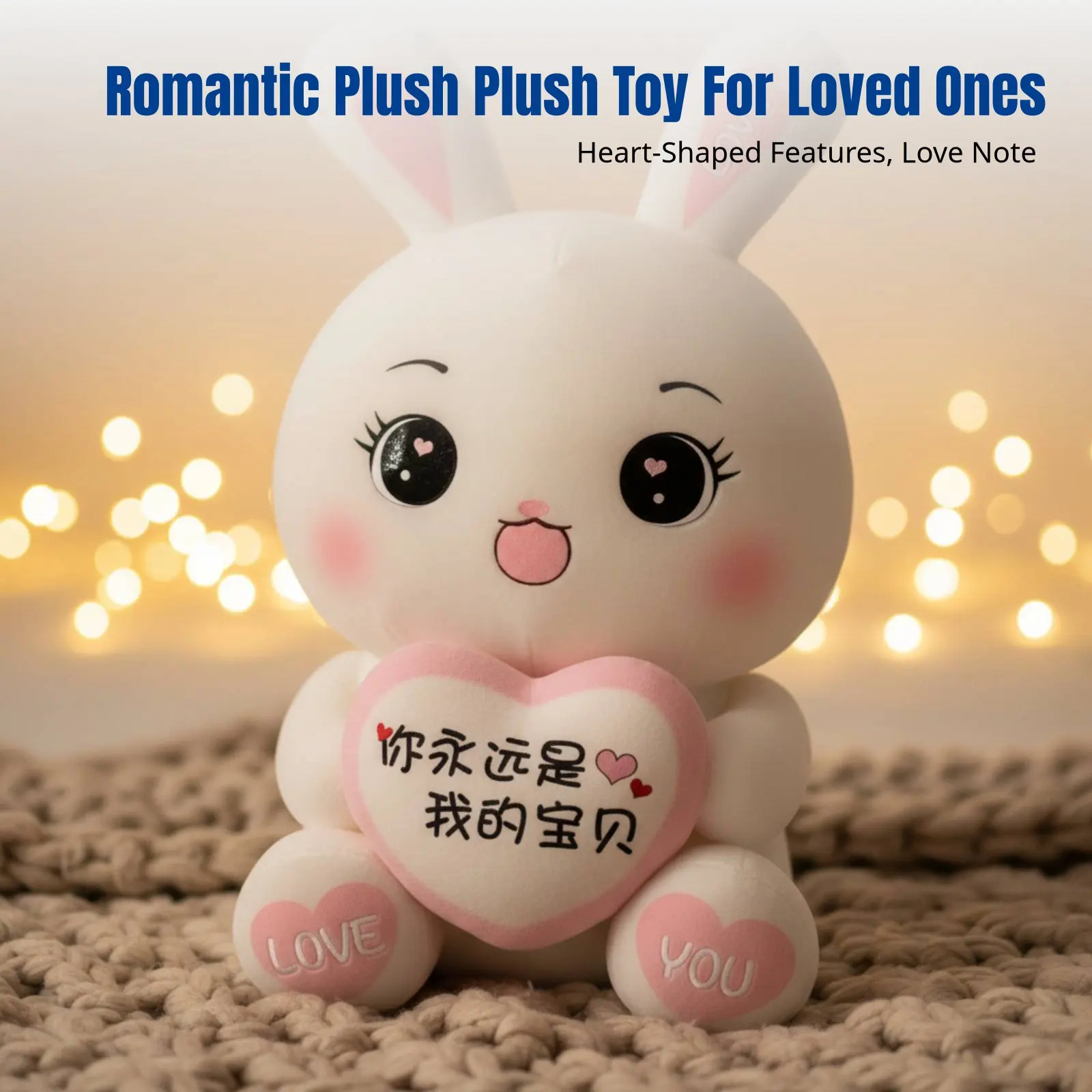 

Plush Bunny Doll, Cute Large Stuffed Animal, Soft Hug Pillow for Girls, Bed Decor, Year of the Rabbit Symbol, Random Design