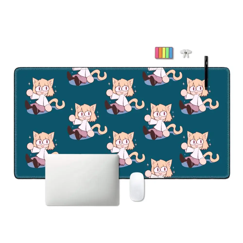 Anime Mouse Pad Large Neco-Arc Funny Unique Desktop Pad Game Mousepad Size For Large Edge Locking Game Keyboard Pad