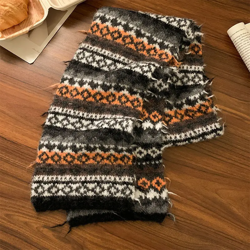 

Женский осенне-зимний вязаный шарф с ощущением роскоши, утолщенный и теплый, с корейским атмосфером.