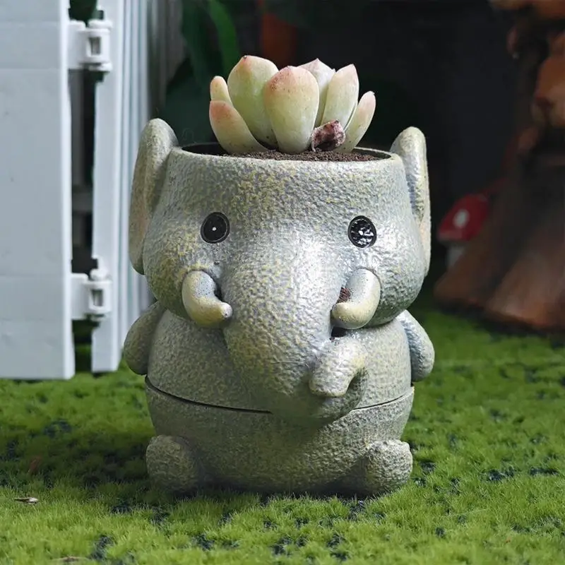 Cartoon Animal Succulent Flower Pot Elephant Panda Bear Flowerpot Garden Planting Pot Animal Cartoon Pots Planter Garden Planter