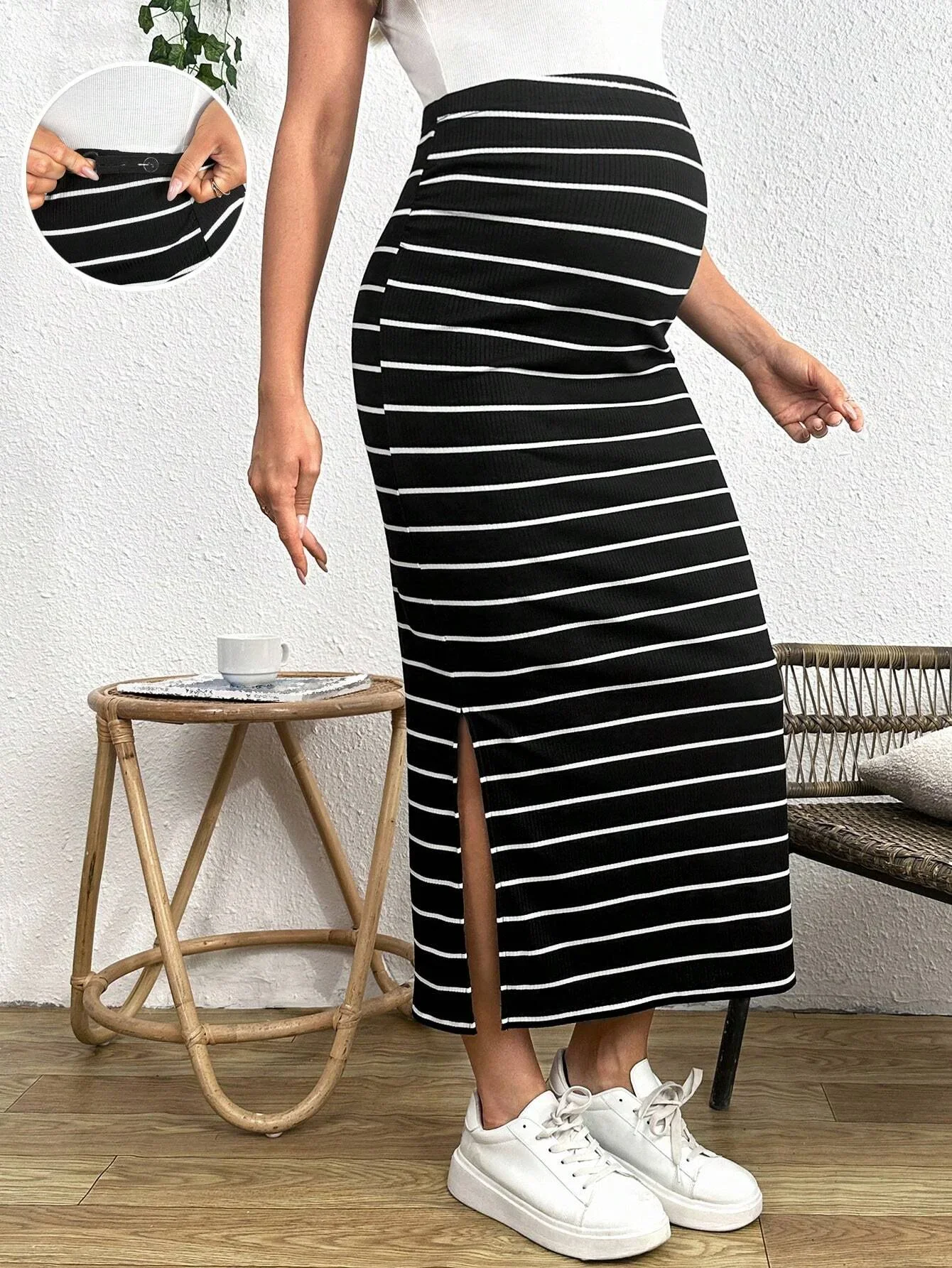 Summer casual dress for pregnant women, stretchy and comfortable, black dress, hip-hugging skirt, professional hip-hugging skirt