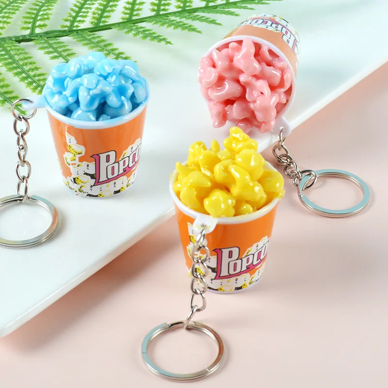 

Fake Popcorn Mini Popcorn Model PVC Keychain Creative Miniatures Hanging Simulation Scale Food Play House Toys Decoration