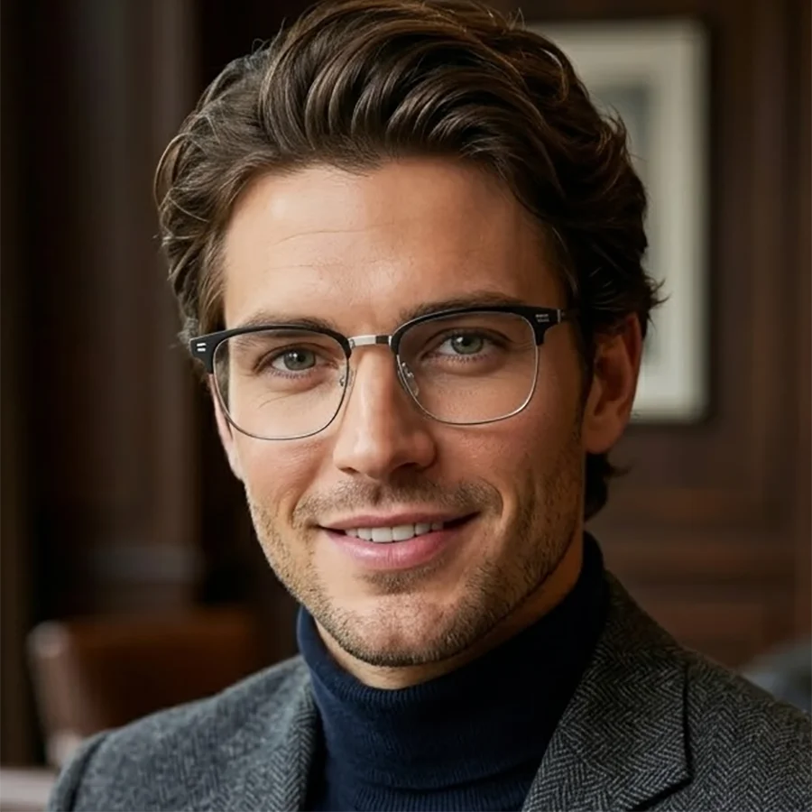 

Men Women Classic Half Eyeglasses Frames Couples Titanium Alloy Frame Ultralight Comfortable Retro Luxury Brand Designer Frames