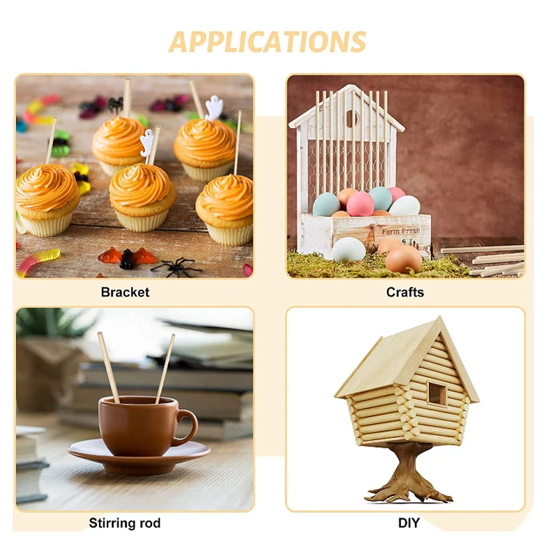 Round Wooden Stick for Crafts Food Ice Lollies and Model Making Cake Dowel DIY Dowel Building Model Woodworking Tool image 6