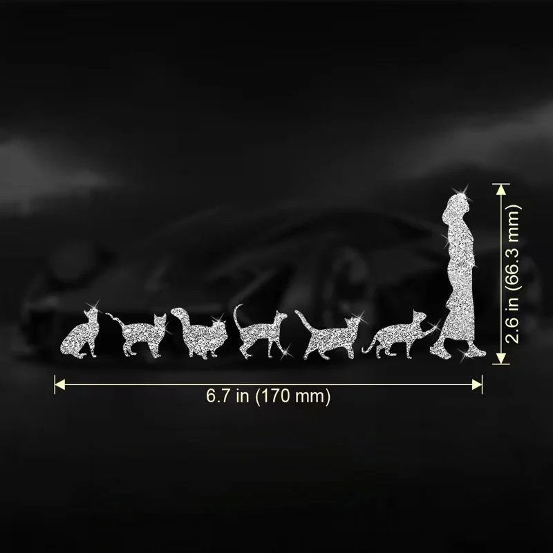 1 PC Vinyl Glitter Sticker, Self-Adhesive Paper Sticker for Ladies Cat for Cars, Trucks, Walls, Laptops. Shiny stickers