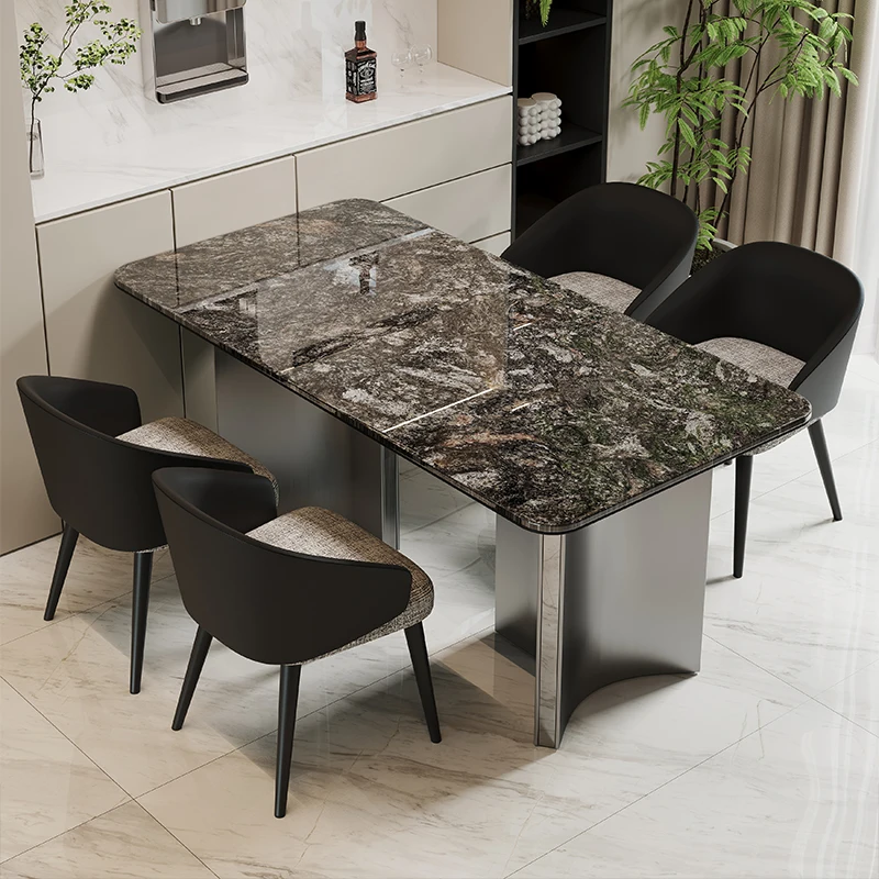 

Waterproof Italian Dining Tables Marble Effect Luxury Modern Dining Tables Stone Natural Mesa Con Sillas Comedor Furniture Home