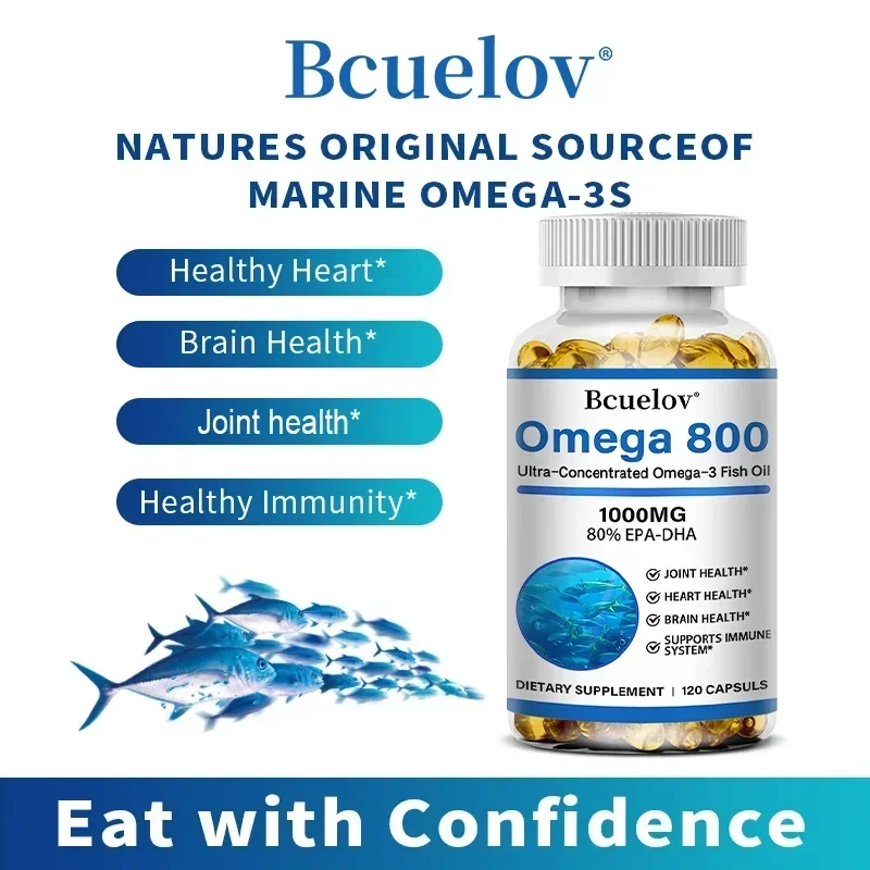 Supplément d'huile de poisson 1000 mg Softgels, oméga 3 avec inondation et DHA, soutien des yeux, du cœur, du cerveau, du système immunitaire