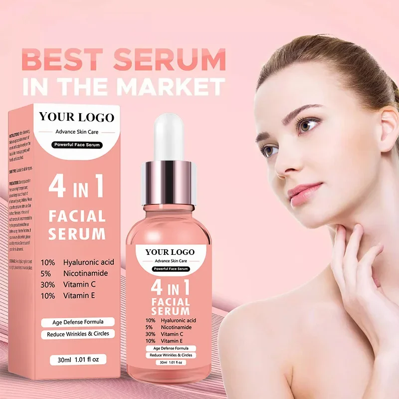 Private Label Essence Custom Logo Anti-Aging Repair Powerful Hyaluronic Acid Face Skin Care Product VC Makeup Wholesale