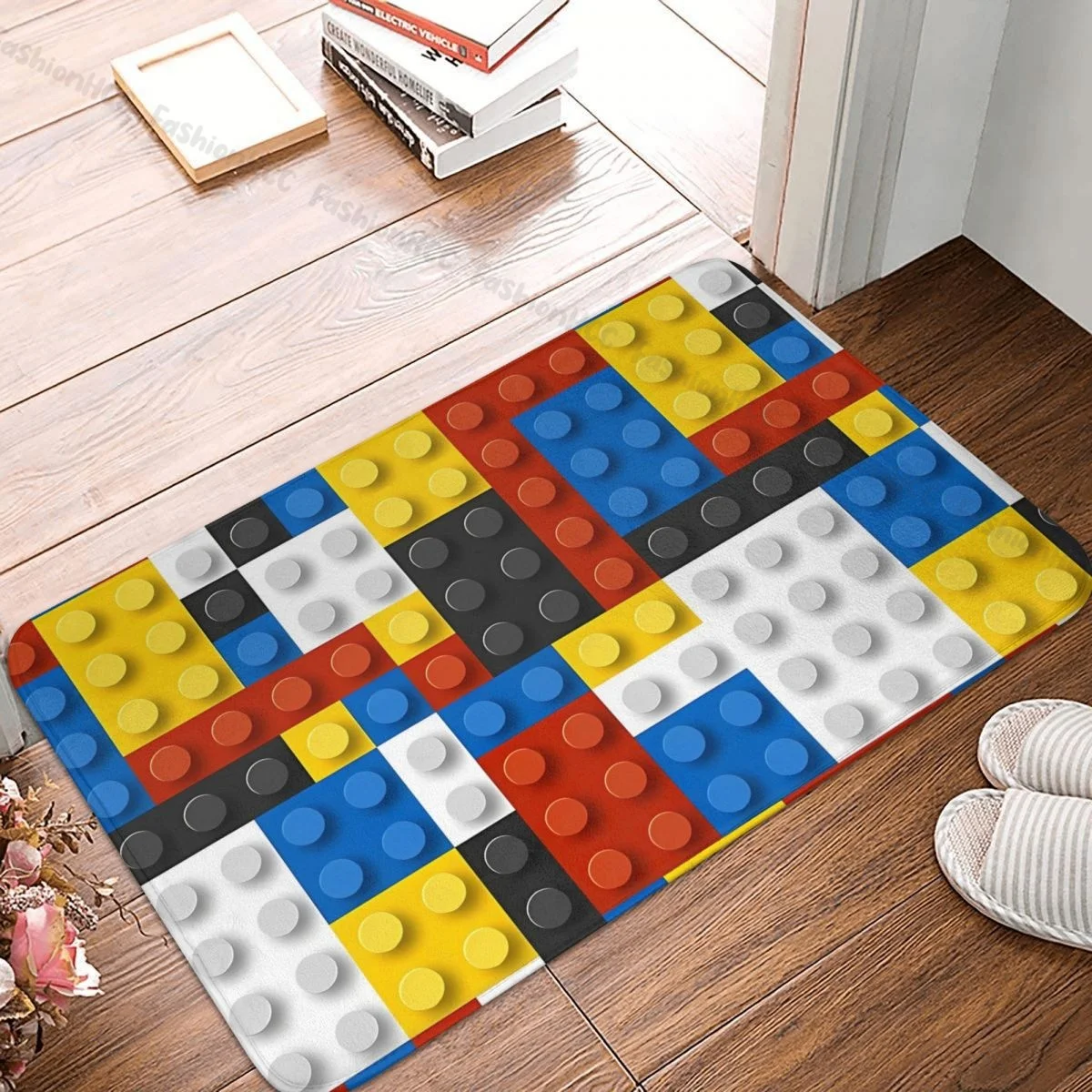 Non-slip Doormat Mondrian Blocks De Stijl Modern Art Bath Bedroom Mat Welcome Carpet Flannel Modern Decor