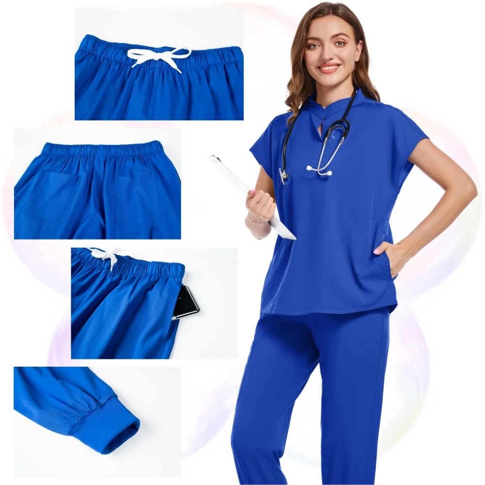 Pure Color Nurse Uniform Doctor Nurse Medical Female Hospital Accessories Beauty Salon Clinic Operating Room Surgical Scrub Set