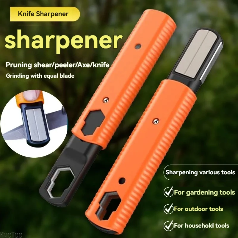 Portable Sharpener Grinding Stone Mini Wrench Tool Multifunctional for Garden Scissors Knives Outdoor Camping Repair Hand Tool