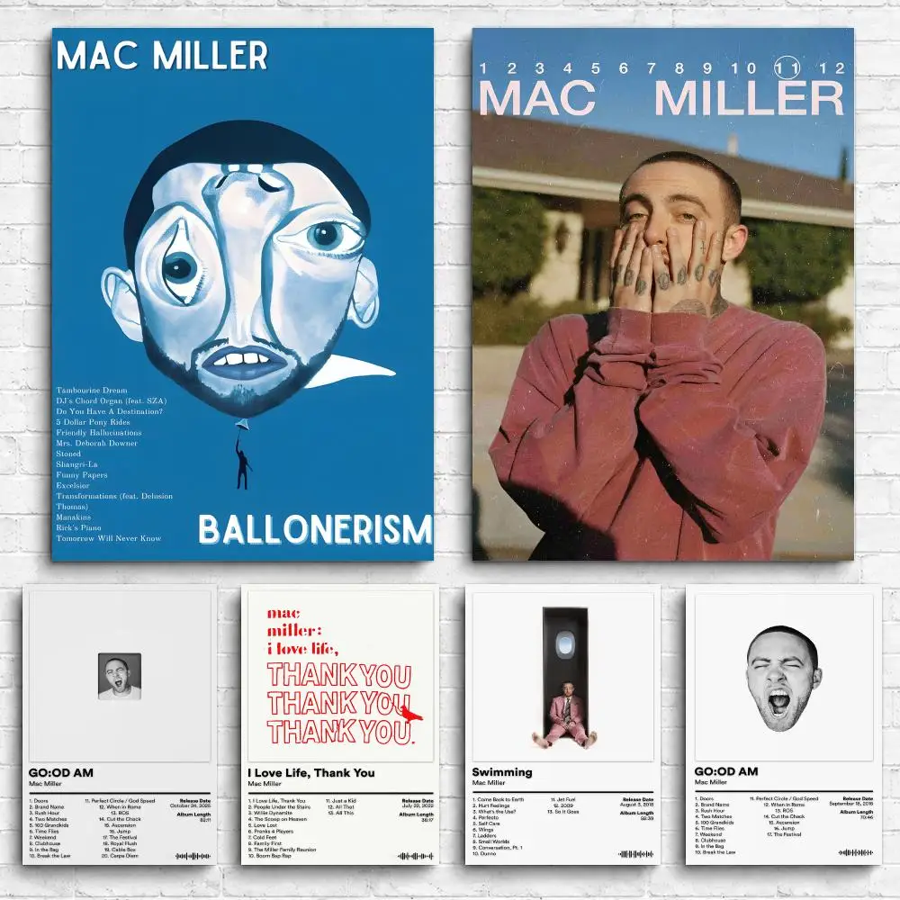Singer Album M-Mac Miller Framed Wall Painting Canvas Poster Ready to Hang Wall Art for Bedroom Living Room Home Decor Gift