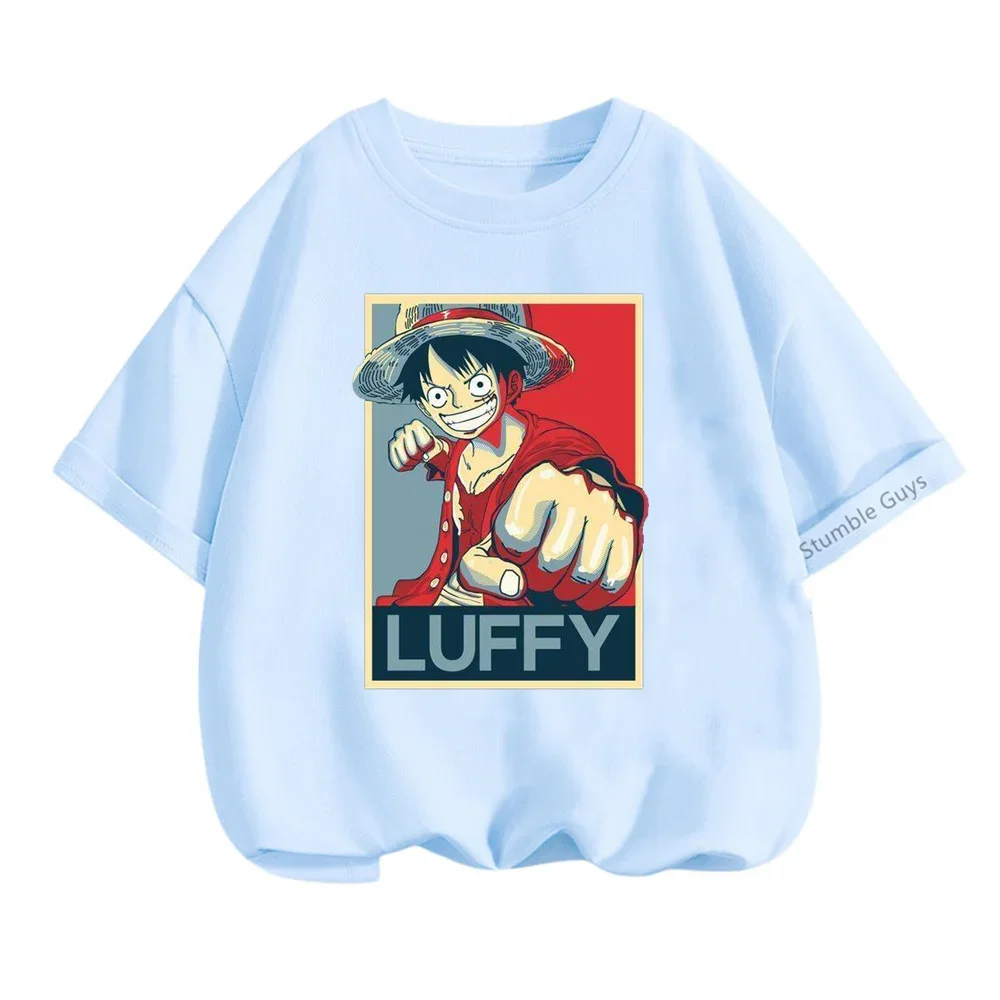 New Summer Teen Short Sleeve Anime One Pieces Printed T-shirt Children Summer Cool Streetwear Cool Boy Girl 3-14 Years Kids Tops