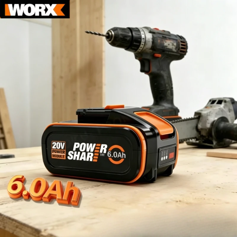 

For Worx 20V 6.0Ah Lithium Battery 6000mAh battery life is strong Compatible with models WA3553 WA3551 WU800 WX372 Cordless Tool