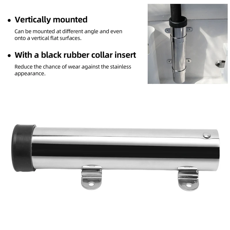 Stainless Steel Wall Rod Holder Marine Boat Side Wall Mounted Fishing Rod Rack for Ships Yachts Kayak Fishing Rod Holder view 5