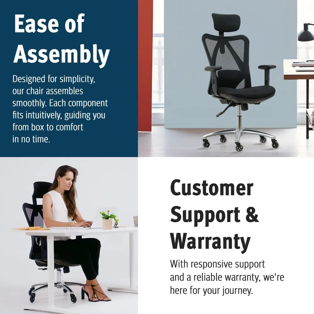 كرسي مكتب Duramont المريح - كرسي مكتب قابل للتعديل مع دعم قطني وعجلات دوارة - كراسي عالية الظهر مع نفس #4