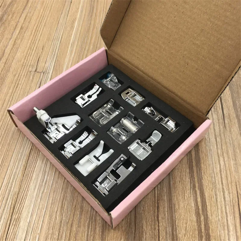 11Pcs/set Domestic Sewing Machine Accessories Presser Foot Feet Kit Set Hem Foot Spare Parts for Brother Singer Janome with Bag