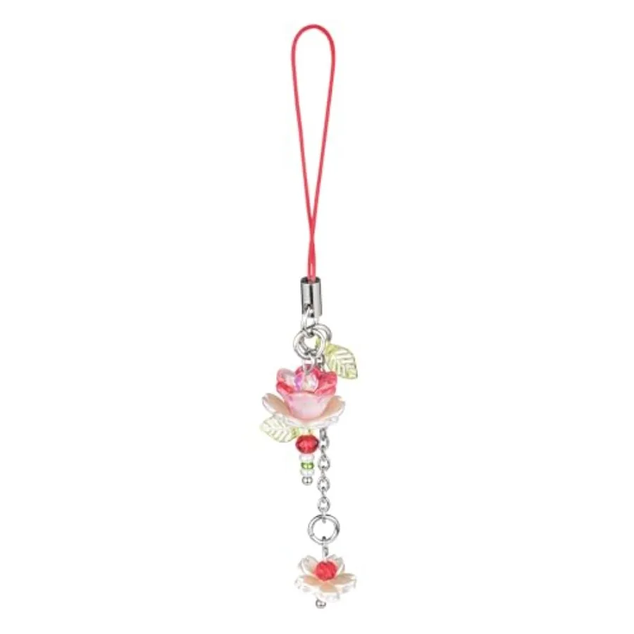 

Agromusk Pink Flower Phone Charms, Cute Beaded Lotus Flower Phone Strap Handmade Decor for Women Y2K Accessories Keychain Bag P