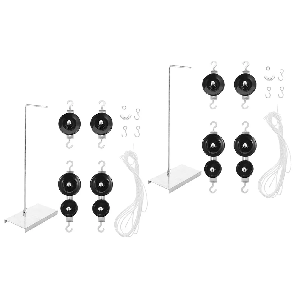 2 Sets Pulley Block and Bracket Science Experiment Mechanics Double Scientific Single Metal