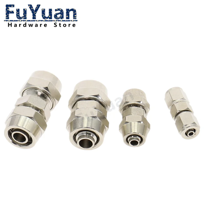 PU Copper Plated Nickel Pneumatic Air Quick Connector For Hose Tube OD 4MM 6 8 10 12 14 16MM Fast Joint Connection