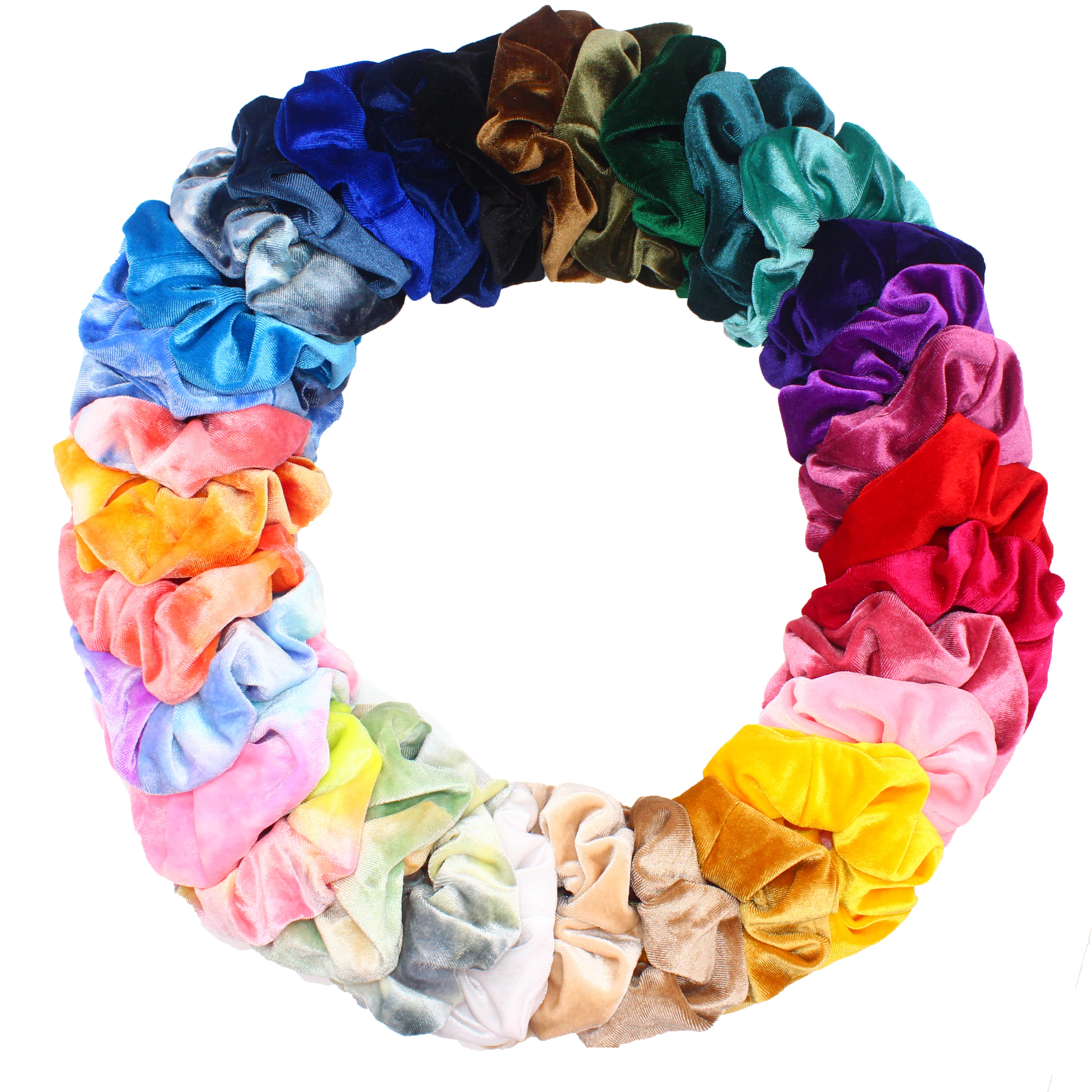 Women\'s Velvet Hair Scrunchies Set Tie Hair Accessories Ponytail Holder Fashion Rubber Bands Print Adult Solid Color 6pcs/pack