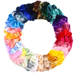 Women's Velvet Hair Scrunchies Set Tie Hair Accessories Ponytail Holder Fashion Rubber Bands Print Adult Solid Color 6pcs/pack