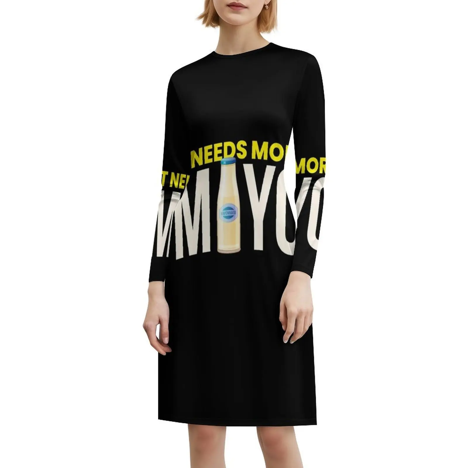 فستان كاجوال على الطراز الكوري للشواء من صلصة المايو بحاجة إلى المزيد للنساء فساتين مكتب يومية بسيطة للسيدات المايونيز مايوه