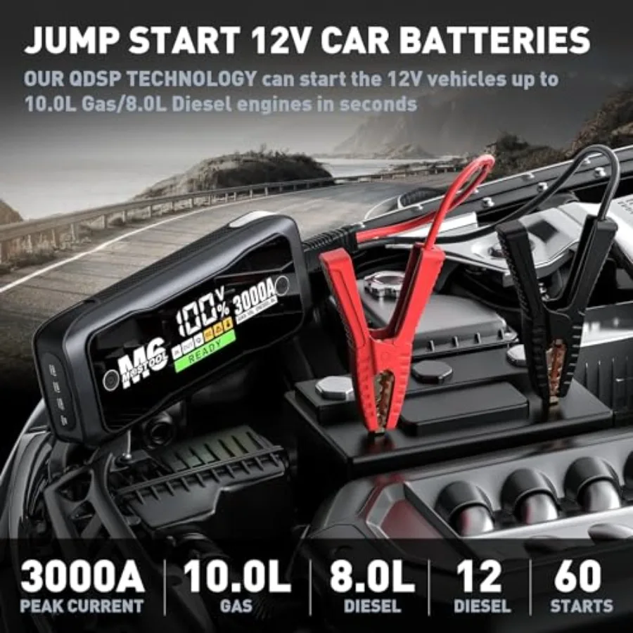 محمول Jump Starter 3000A M6 مع بطارية عالية السعة لمركبة موثوقة بدءا في حالات الطوارئ مثالية للسيارات M